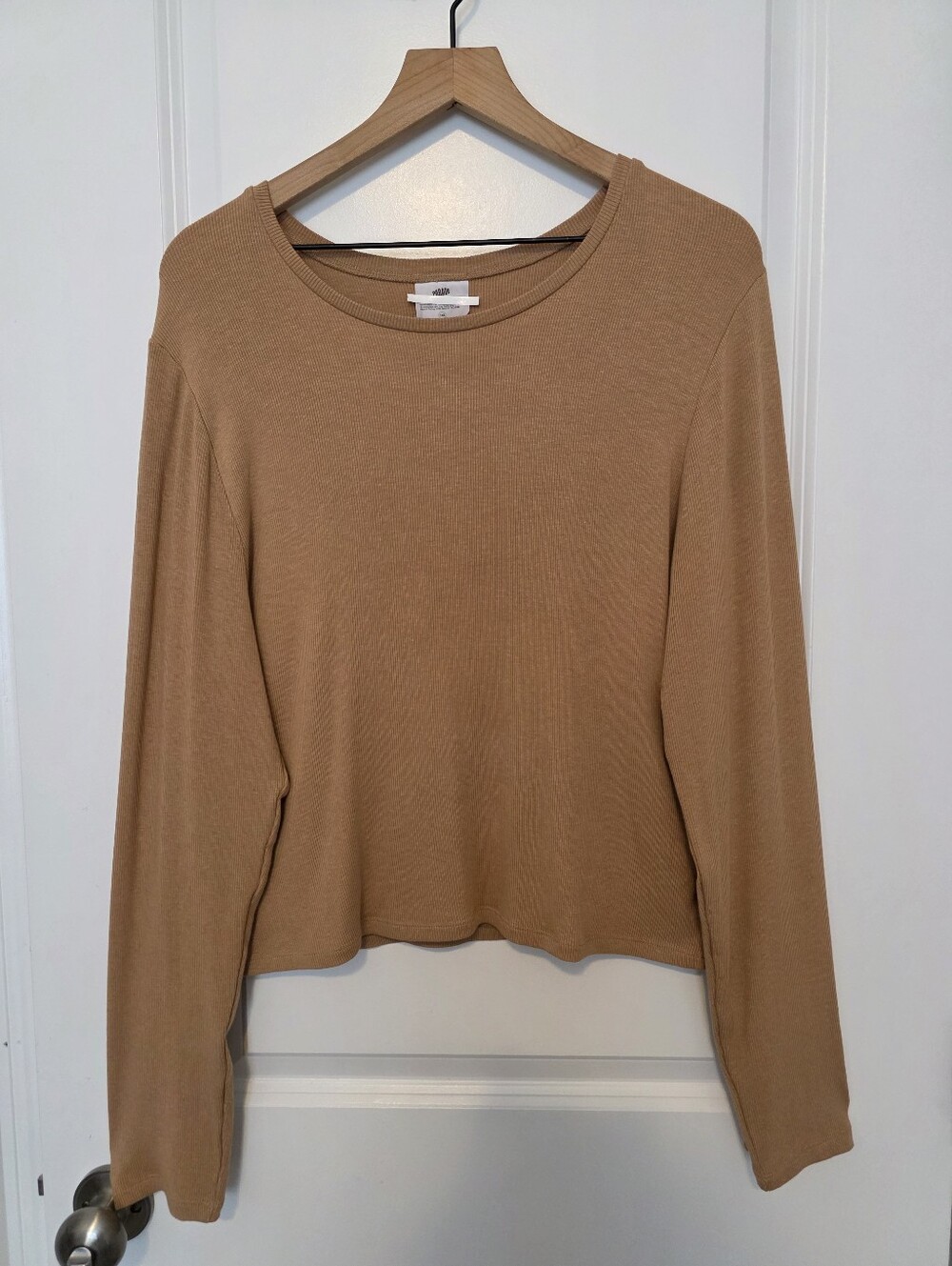 Parade Long Sleeve Ribbed Cozy Neutral Stretchy Cropped Top Size 3X